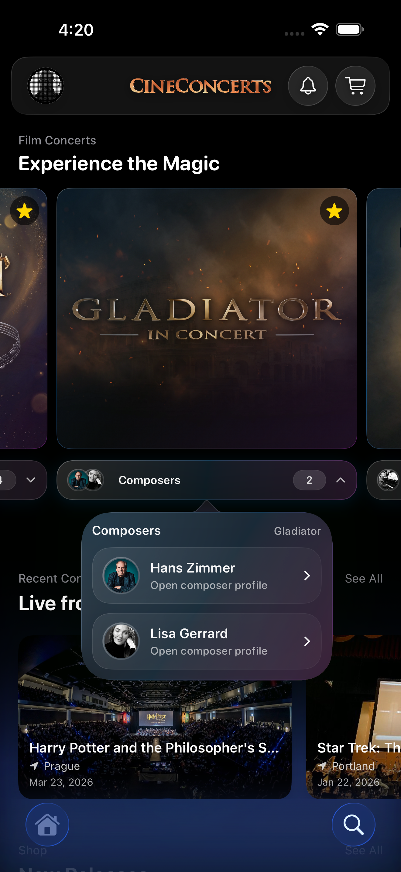 CineConcerts home — Gladiator