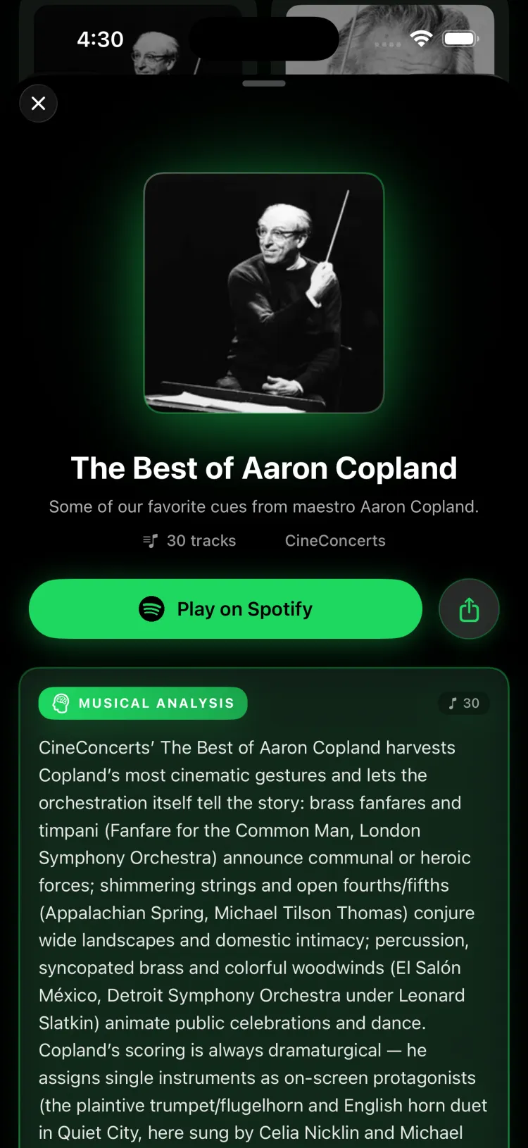 Copland playlist · Musical Analysis